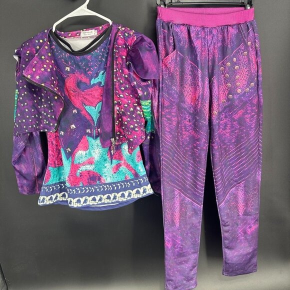 Descendants Mal Costume for Girls 12y Printed Jumpsuit Fancy Party Dress Up Larg - Picture 1 of 3